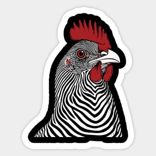 Striking Rooster Op Art Design in Bold Colors Sticker